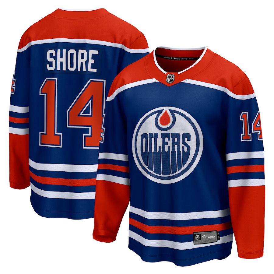 Men Edmonton Oilers 14 Devin Shore Fanatics Branded Royal Home Breakaway Player NHL Jersey